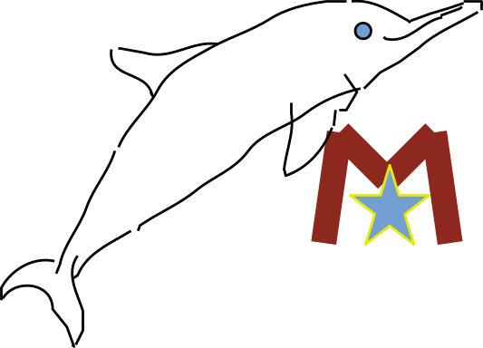 Murad Dot App web site logo showing dolphin jumping over the letter M with a star inside it